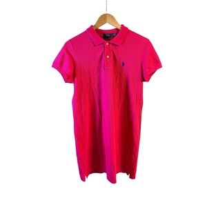 Polo Ralph Lauren‎ Mesh Mini Dress Hot Pink Size Large 100% Cotton